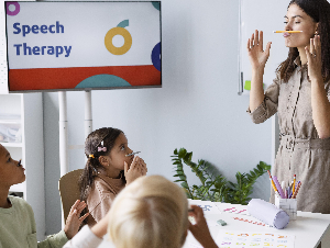 young-woman-doing-speech-therapy-with-kids